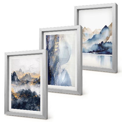 Bilderwand Berglandschaften in Blau- und Grautönen