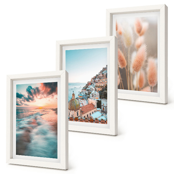 Bilderwand Meerblick, Sonnenuntergang, bunte Häuser, Blumen