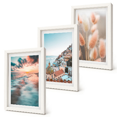 Bilderwand Meerblick, Sonnenuntergang, bunte Häuser, Blumen