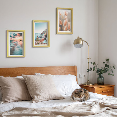 Bilderwand Meerblick, Sonnenuntergang, bunte Häuser, Blumen