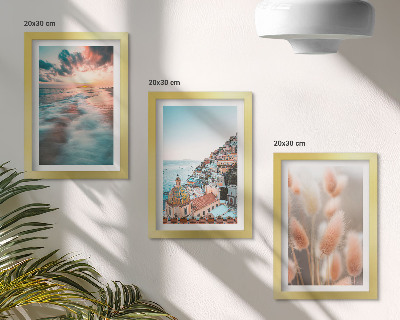 Bilderwand Meerblick, Sonnenuntergang, bunte Häuser, Blumen