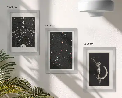 Fototapete Galaxie im Sonnensystem bei Nacht mit Figur auf dem Mond