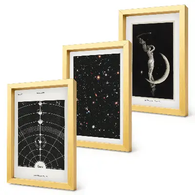 Fototapete Galaxie im Sonnensystem bei Nacht mit Figur auf dem Mond