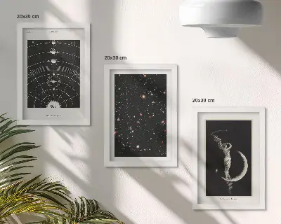 Fototapete Galaxie im Sonnensystem bei Nacht mit Figur auf dem Mond