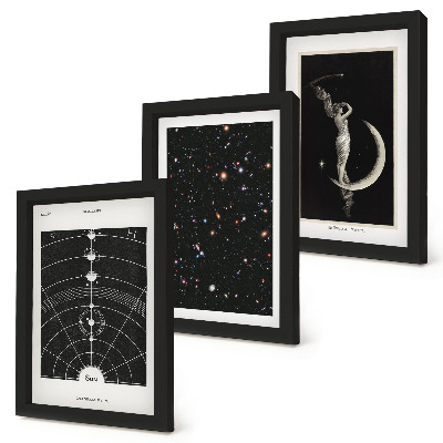 Fotowand Galaxie des Sonnensystems bei Nacht, Figur auf dem Mond