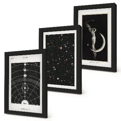 Fototapete Galaxie im Sonnensystem bei Nacht mit Figur auf dem Mond