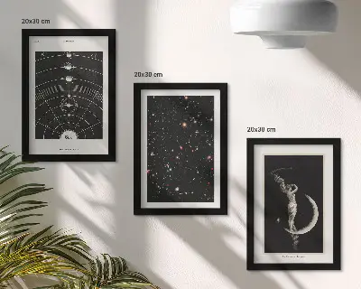 Fototapete Galaxie im Sonnensystem bei Nacht mit Figur auf dem Mond