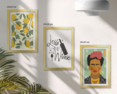 Bilderwand Lemons-Slogan über Wein, Porträt von Frida Kahlo