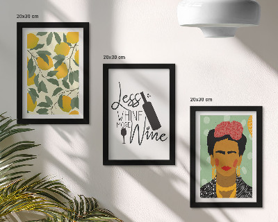 Bilderwand Lemons-Slogan über Wein, Porträt von Frida Kahlo