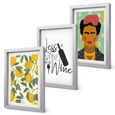 Bilderwand Lemons-Slogan über Wein, Porträt von Frida Kahlo