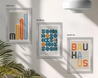 Poster-Set mit geometrischen Mustern im Bauhaus-Stil mit Rahmen