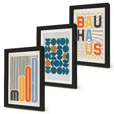 Poster-Set mit geometrischen Mustern im Bauhaus-Stil mit Rahmen