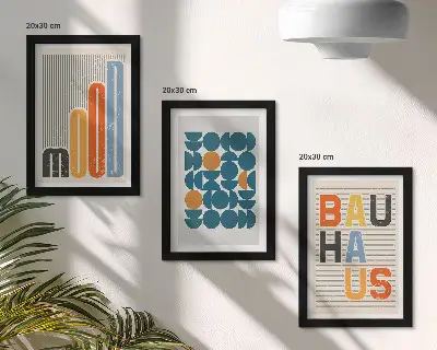 Poster-Set mit geometrischen Mustern im Bauhaus-Stil mit Rahmen