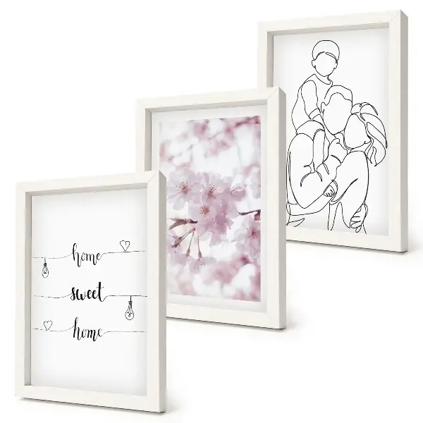 Fotowand mit minimalistischem Design von Blumen und Familie