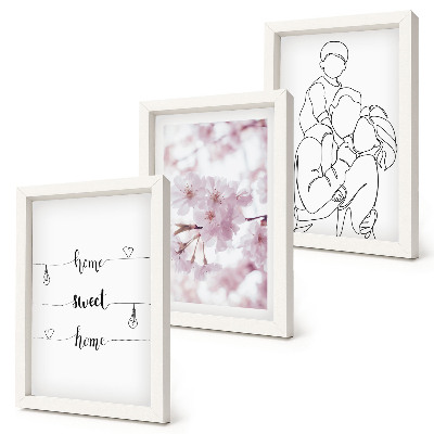 Fotowand Blumen und Familie in einem minimalistischen Design