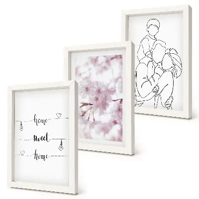 Fotowand mit minimalistischem Design von Blumen und Familie