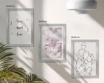 Fotowand mit minimalistischem Design von Blumen und Familie