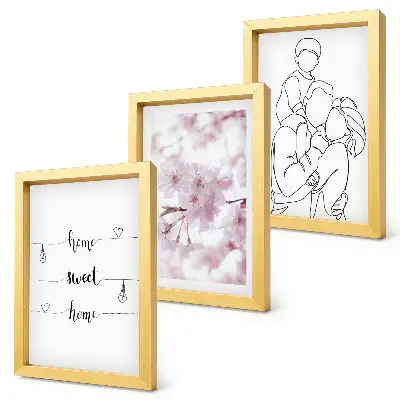 Fotowand mit minimalistischem Design von Blumen und Familie