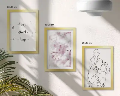 Fotowand mit minimalistischem Design von Blumen und Familie