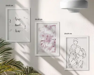 Fotowand mit minimalistischem Design von Blumen und Familie