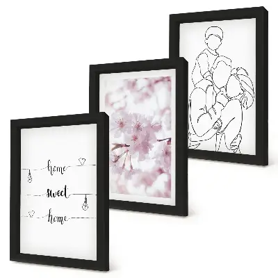 Fotowand mit minimalistischem Design von Blumen und Familie