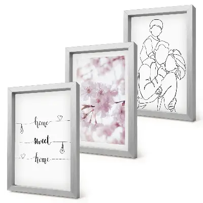 Fotowand mit minimalistischem Design von Blumen und Familie