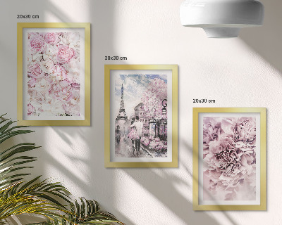 Bilderwand Blumen in Rosatönen, romantische Landschaft
