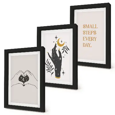 Minimalistisches Bilderset mit Rahmen mit inspirierenden Boho-Texten