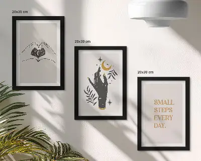 Minimalistisches Bilderset mit Rahmen mit inspirierenden Boho-Texten
