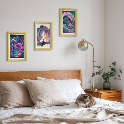 Bilderset mit rahmen Farbenfrohe Illustrationen im Fantasy-Kunststil