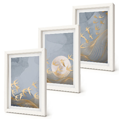 Bilderwand Vögel im Flug vor Himmel und Mond