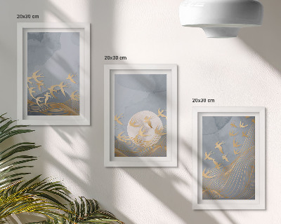 Bilderwand Vögel im Flug vor Himmel und Mond