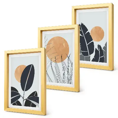 Fototapete Pflanzenmuster mit großen Sonnen im minimalistischen Stil