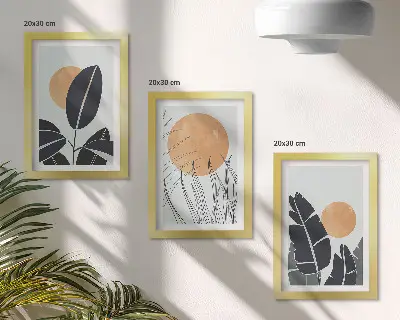 Fototapete Pflanzenmuster mit großen Sonnen im minimalistischen Stil