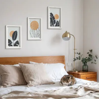 Fototapete Pflanzenmuster mit großen Sonnen im minimalistischen Stil