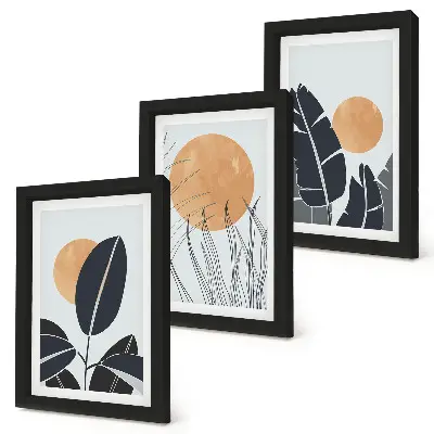 Fototapete Pflanzenmuster mit großen Sonnen im minimalistischen Stil