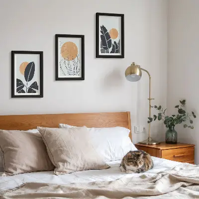 Fototapete Pflanzenmuster mit großen Sonnen im minimalistischen Stil