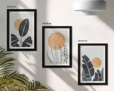 Fototapete Pflanzenmuster mit großen Sonnen im minimalistischen Stil