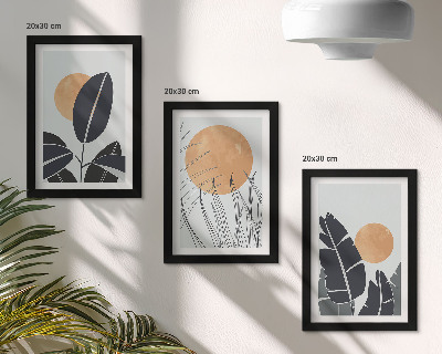 Fotowand Pflanzenmuster mit großen Sonnen, minimalistischer Stil