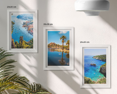 Bilderset mit rahmen Meerblick mit Palmen und blauem Wasser