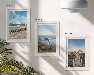 Fototapete Blick auf den Strand mit Wellen, Himmel und Strandpromenade