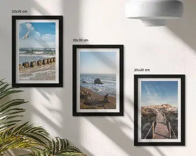 Fototapete Blick auf den Strand mit Wellen, Himmel und Strandpromenade