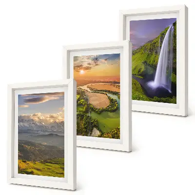 Bilderwand mit Bergfluss- und Wasserfallmotiven aus der Natur