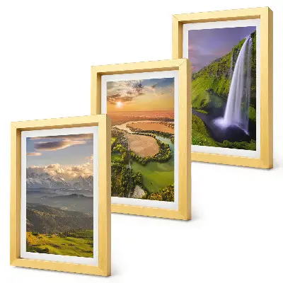 Bilderwand mit Bergfluss- und Wasserfallmotiven aus der Natur