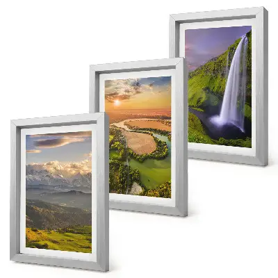 Bilderwand mit Bergfluss- und Wasserfallmotiven aus der Natur