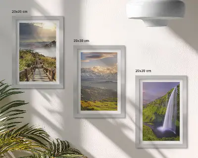 Fotowand malerische Berglandschaften mit Wasserfall und Pfad