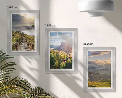 Bilderwand Berglandschaften mit Blumen, Himmel und Weg