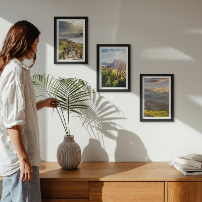 Bilderwand Berglandschaften mit Blumen, Himmel und Weg