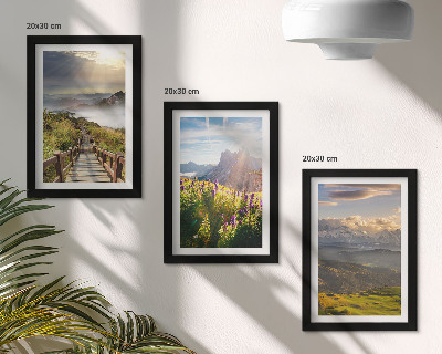Bilderwand Berglandschaften mit Blumen, Himmel und Weg