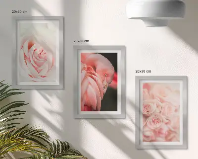 Bilderwand in Pastellrosa und mit Flamingo in zarten Farbtönen